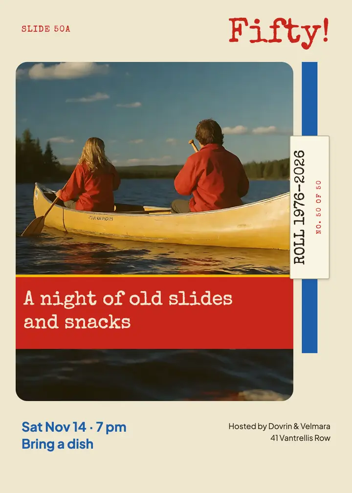 Golden anniversary slide night invitation template