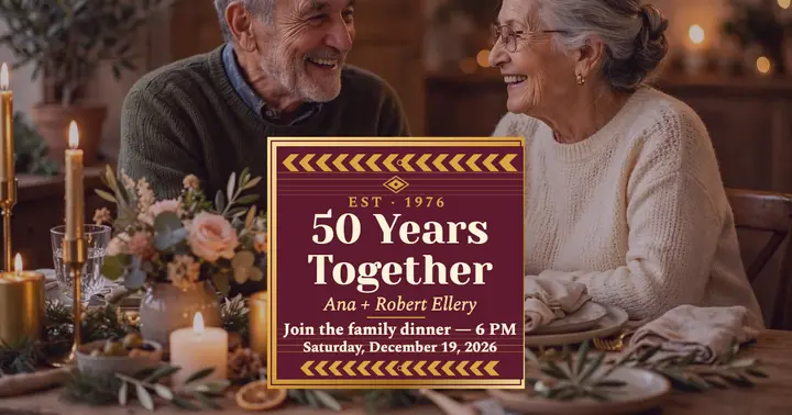 Ana and Robert golden anniversary dinner post template