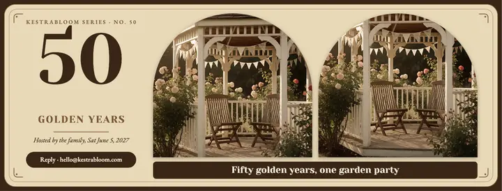 Kestrabloom Gardens golden anniversary stereoview cover template