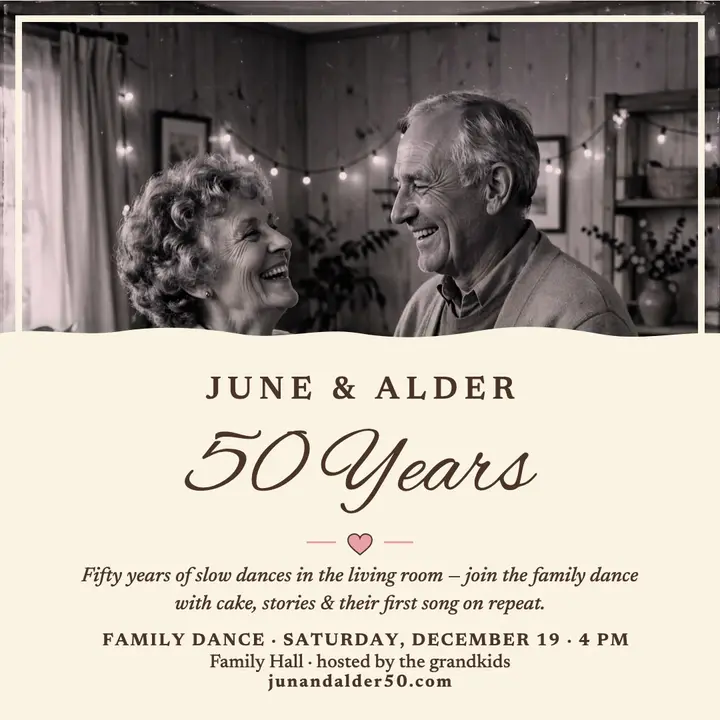 June and Alder 50 years dance post template