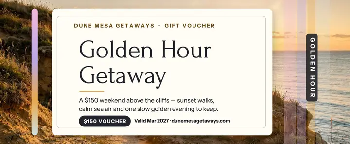 Golden coast getaway gift voucher, Dune Mesa template