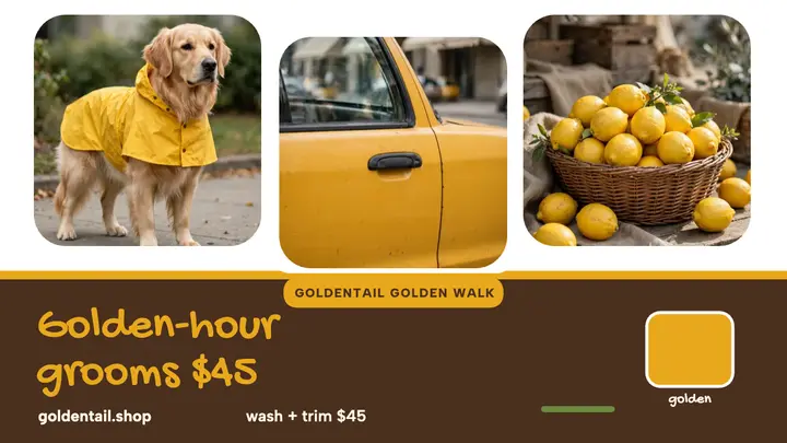 Goldentail golden walk groomer thumbnail template