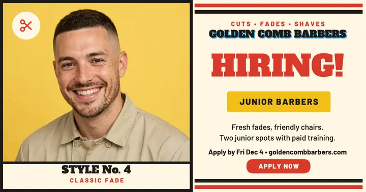 Golden Comb Barbers hiring post template