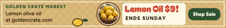 Golden Crate lemon oil sale leaderboard: lemon oil sale ad template