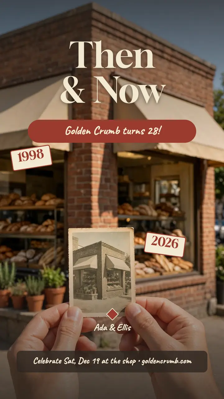 Golden Crumb 28 years then and now story template