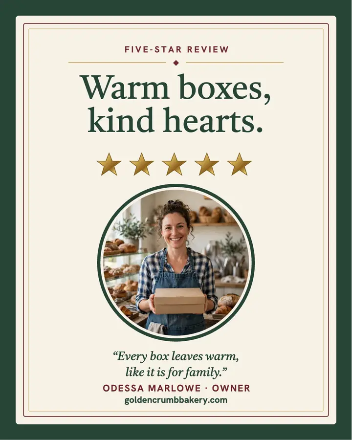 Golden Crumb Bakery foil review post template