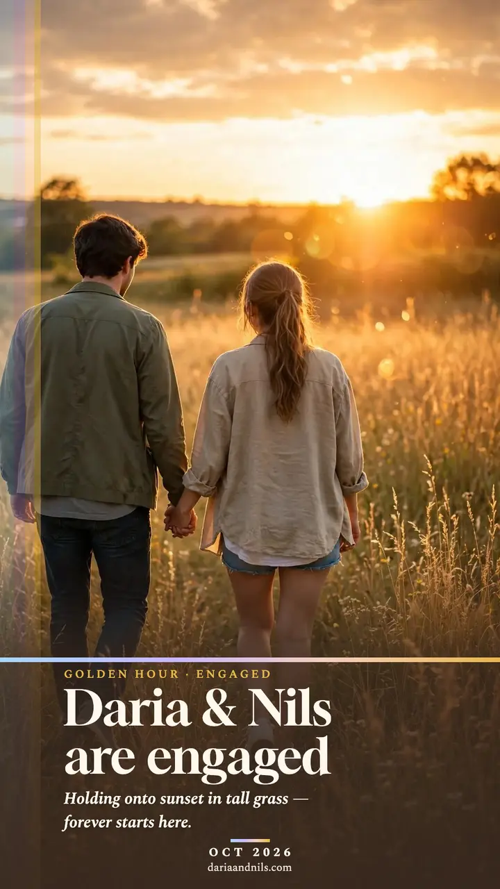 Daria and Nils golden engagement story template