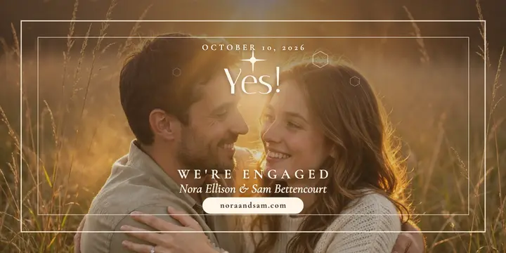Golden hour engagement post, Nora and Sam template