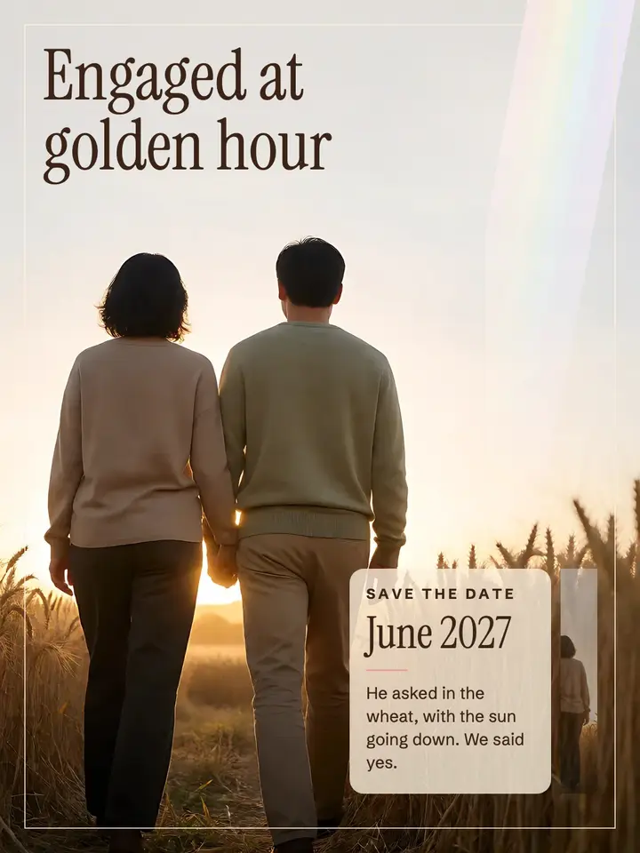 Golden field engagement post template