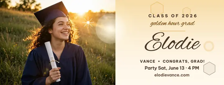 Elodie golden hour graduation cover: graduation announcement cover template
