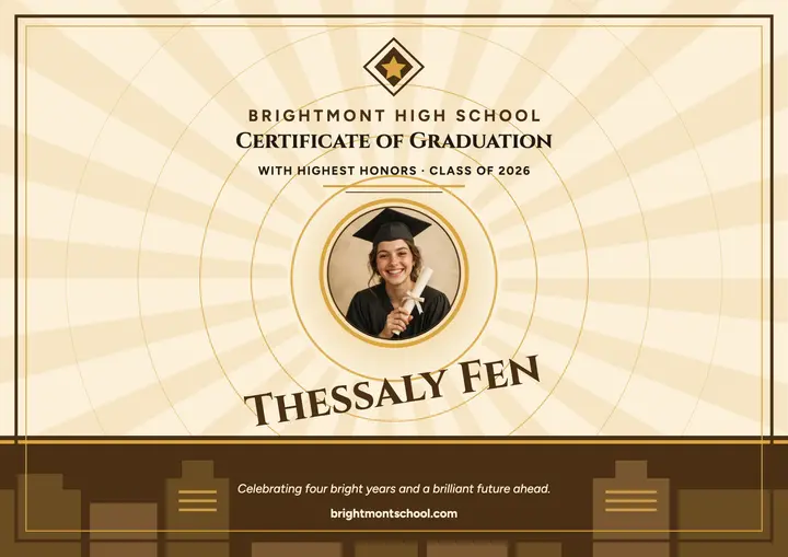Golden graduate radiance certificate template