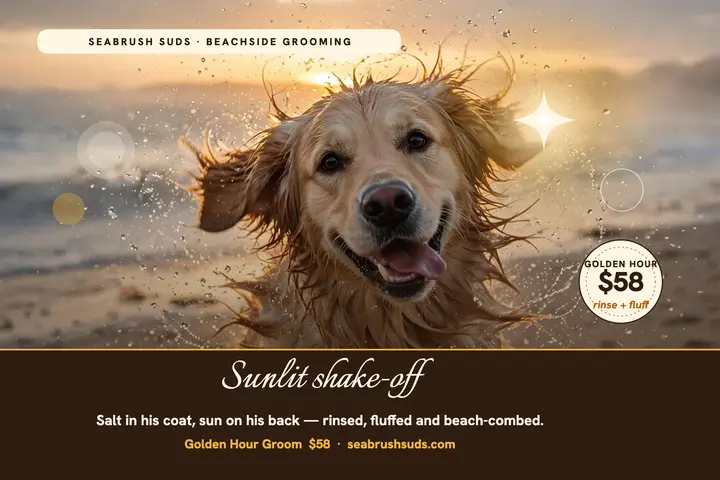Seabrush Suds golden hour postcard template