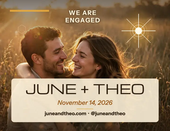June and Theo golden hour engagement flyer template