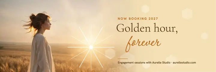 Aurelle golden hour header: engagement photographer header template