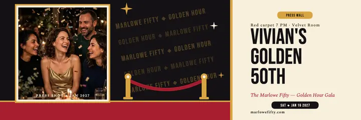 Vivian's Golden Hour 50th gala header template
