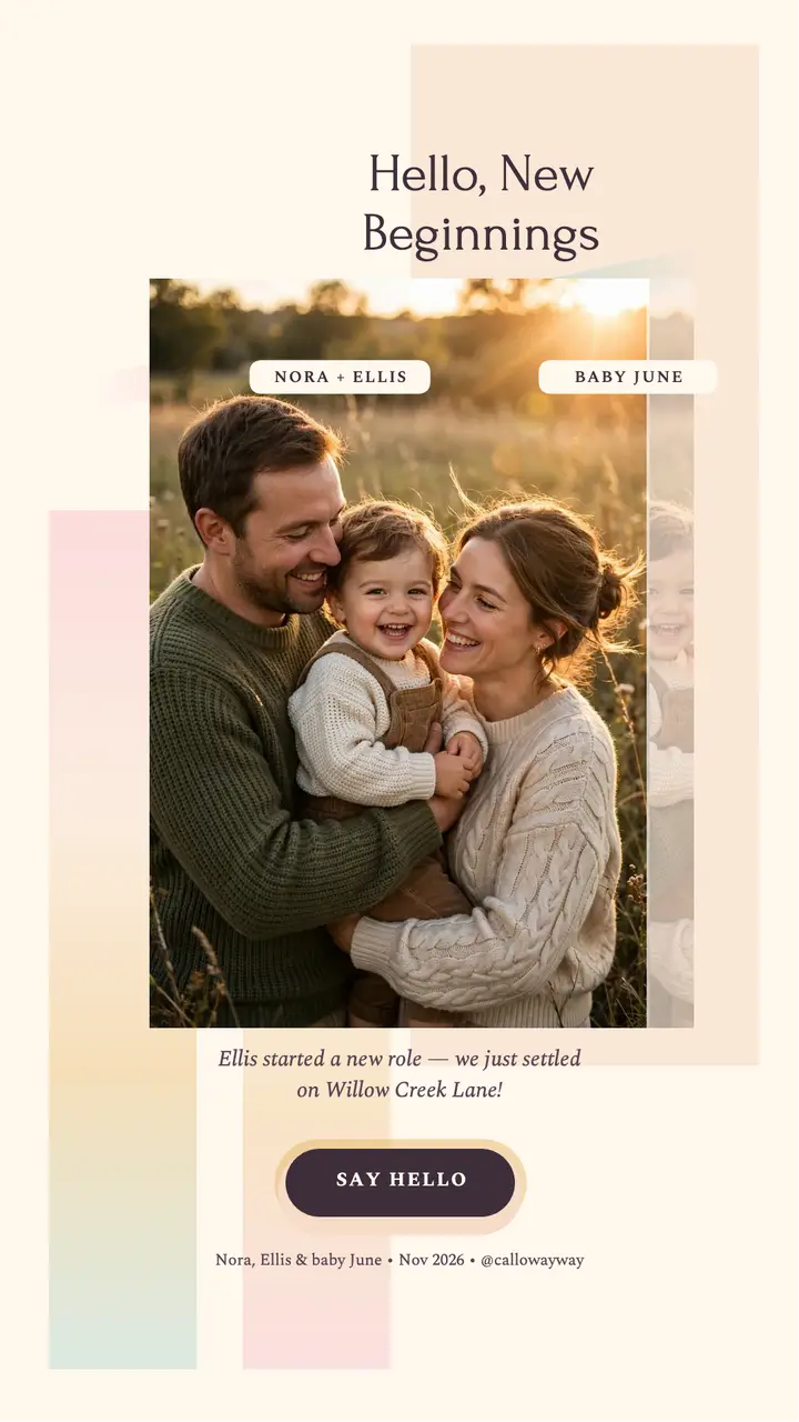 Calloway family new job move story template