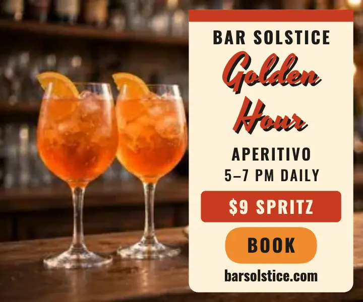 Bar Solstice golden hour spritz ad template