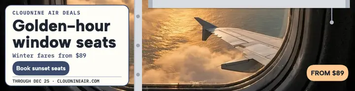 Cloudnine golden hour window seats billboard template