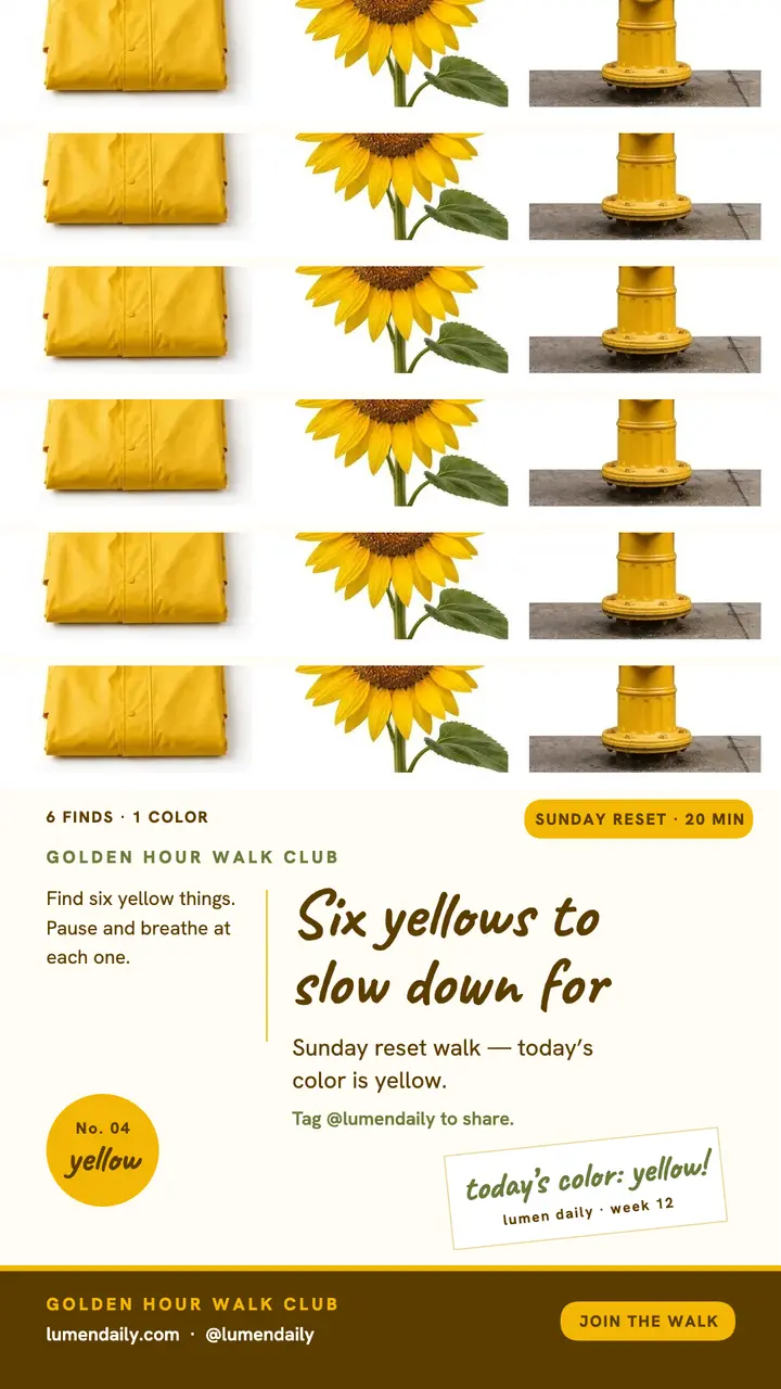 Yellow color walk challenge story template