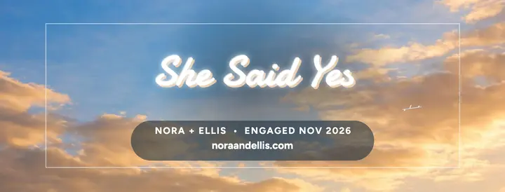 Skywriting engagement cover, Nora and Ellis template