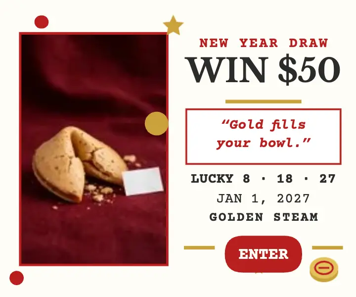 Golden Steam New Year fortune draw ad template