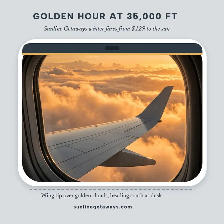 Sunline Getaways golden window flight post template