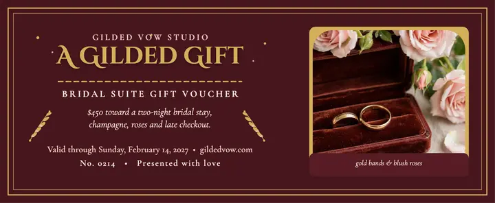 Gilded Vow bridal suite gift voucher template