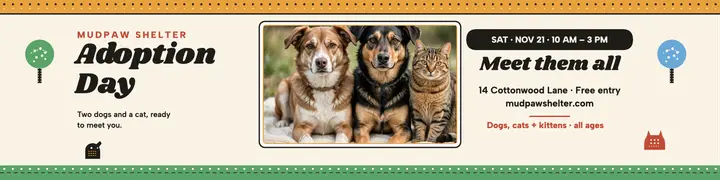 Mudpaw Shelter adoption day banner template