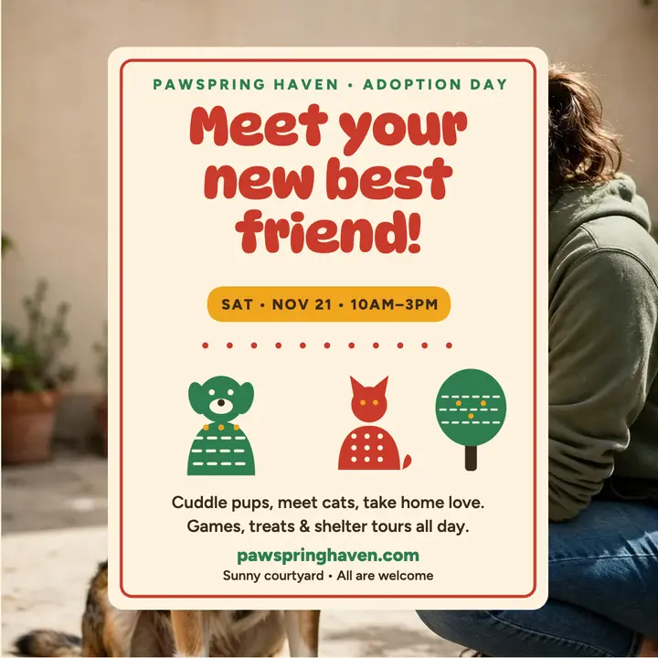 Pawspring Haven adoption day folk post template