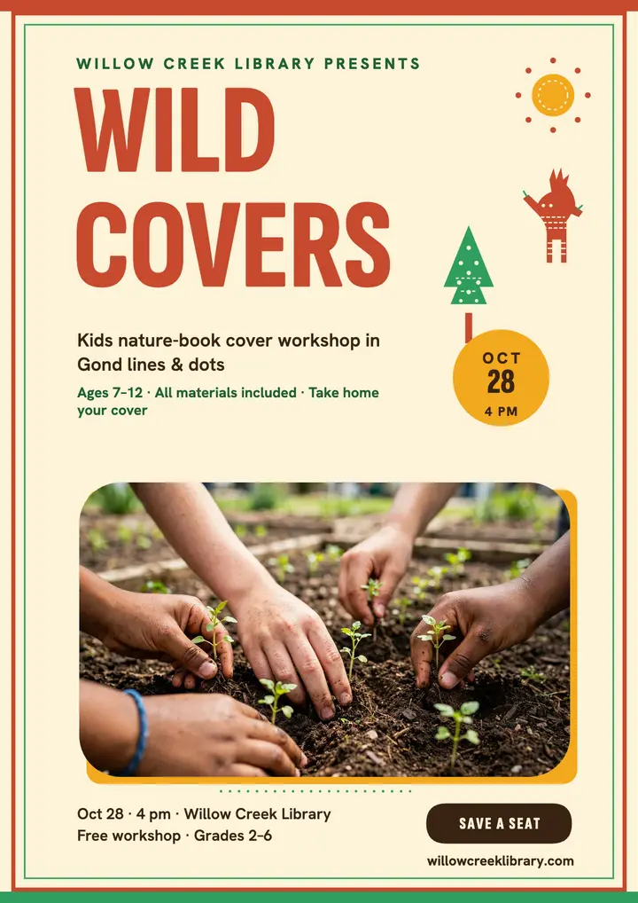 Wild Covers nature-book workshop flyer template