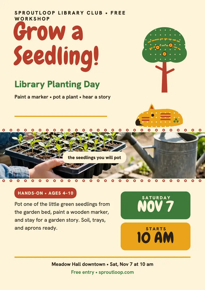 Sproutloop seedling workshop flyer template