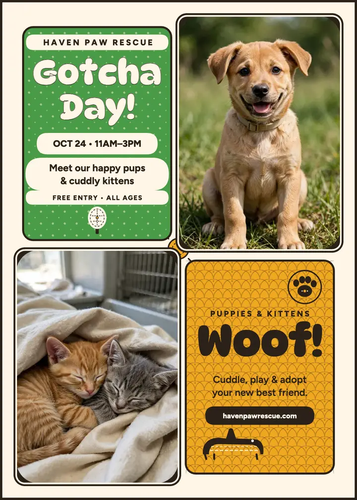 Haven Paw Rescue Gotcha Day invitation template