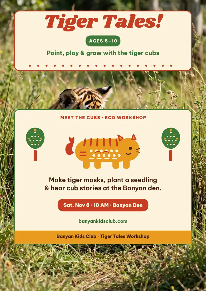Tiger Tales kids eco workshop flyer template