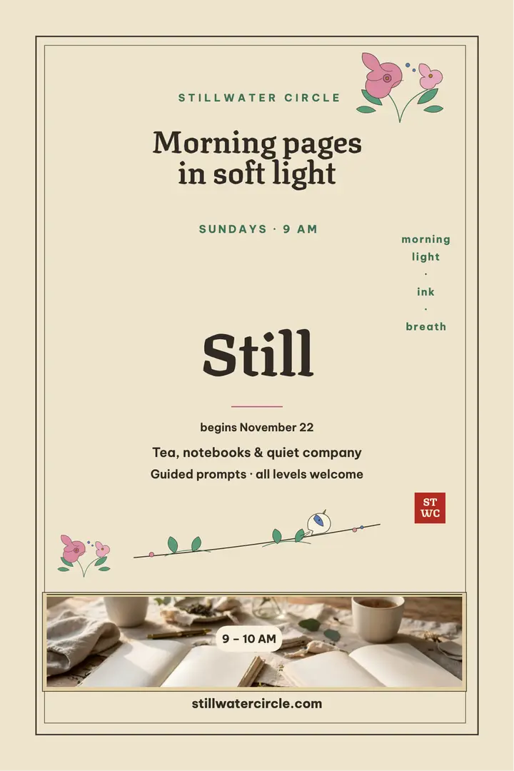 Stillwater morning journaling circle poster template