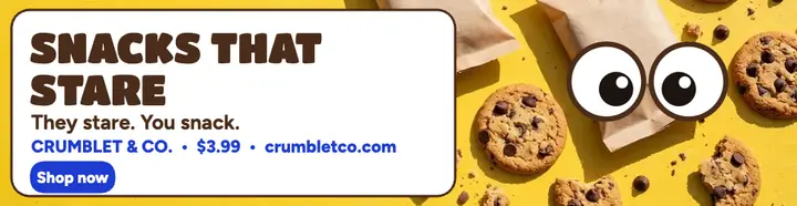 Crumblet staring cookies billboard: cookie snack ad template