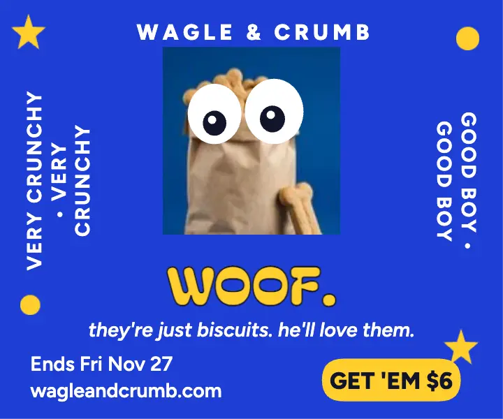 Wagle and Crumb googly biscuit ad template