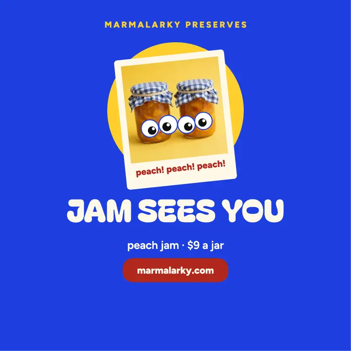 Marmalarky peach jam googly eyes post template
