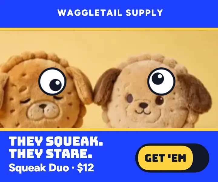Waggletail squeaky toy googly ad template