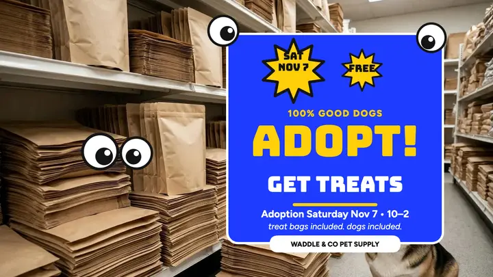 Waddle adoption day googly treats thumbnail template