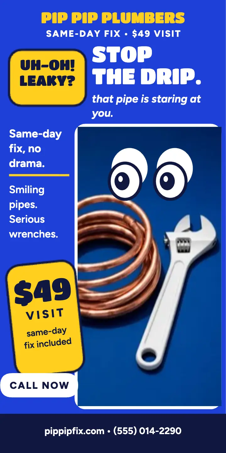 Pip Pip Plumbers same-day fix ad: plumber ad template