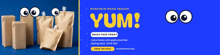 Munchkin Moon snack pack googly banner: kids snack pack banner template