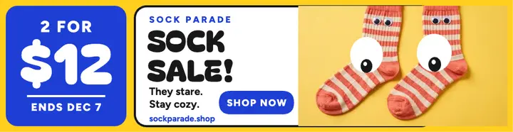 Sock Parade striped socks sale billboard: socks sale billboard template