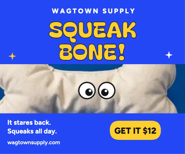 Wagtown squeak bone googly ad template
