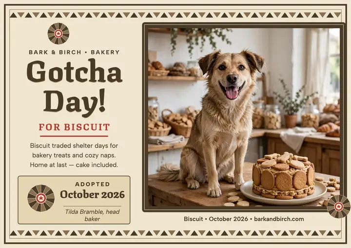 Biscuit Gotcha Day carved certificate template