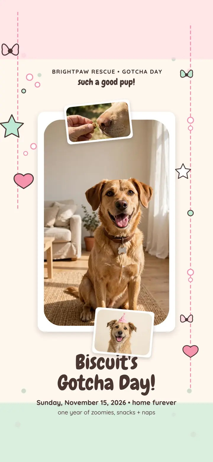 Biscuit gotcha day photocard wallpaper: gotcha day wallpaper template