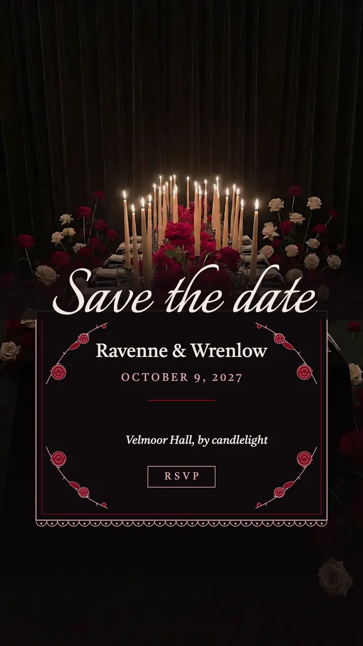 Gothic candlelit save the date story: gothic wedding save the date story template