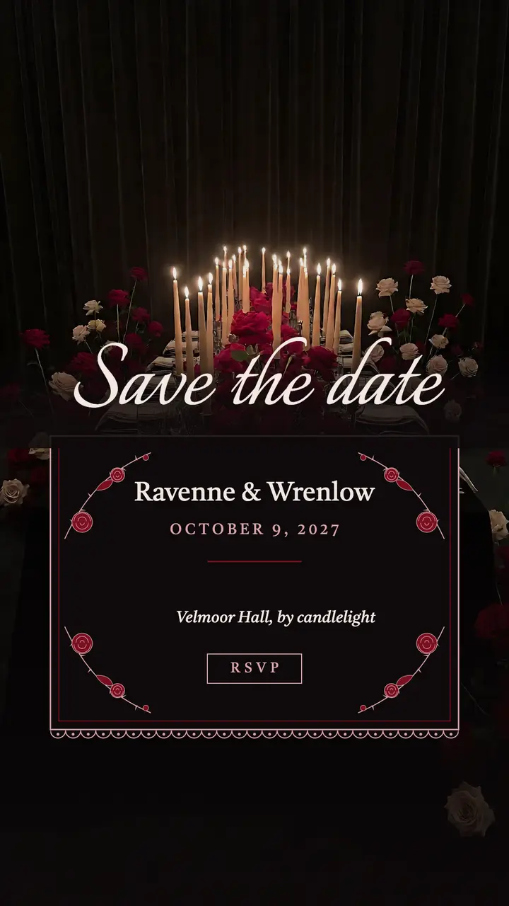 Gothic candlelit save the date story template
