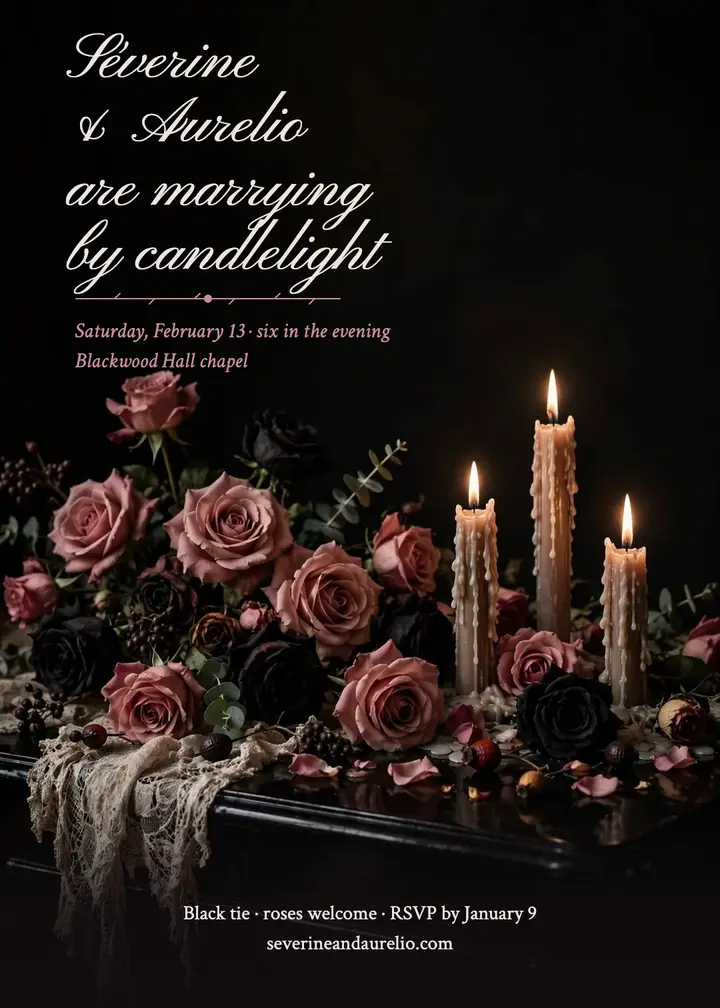 Séverine & Aurelio candlelight wedding invitation template