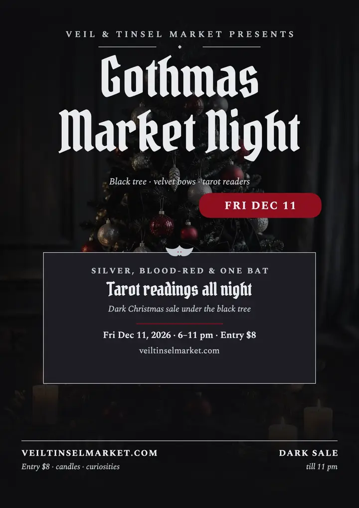 Veil and Tinsel Gothmas market night flyer template