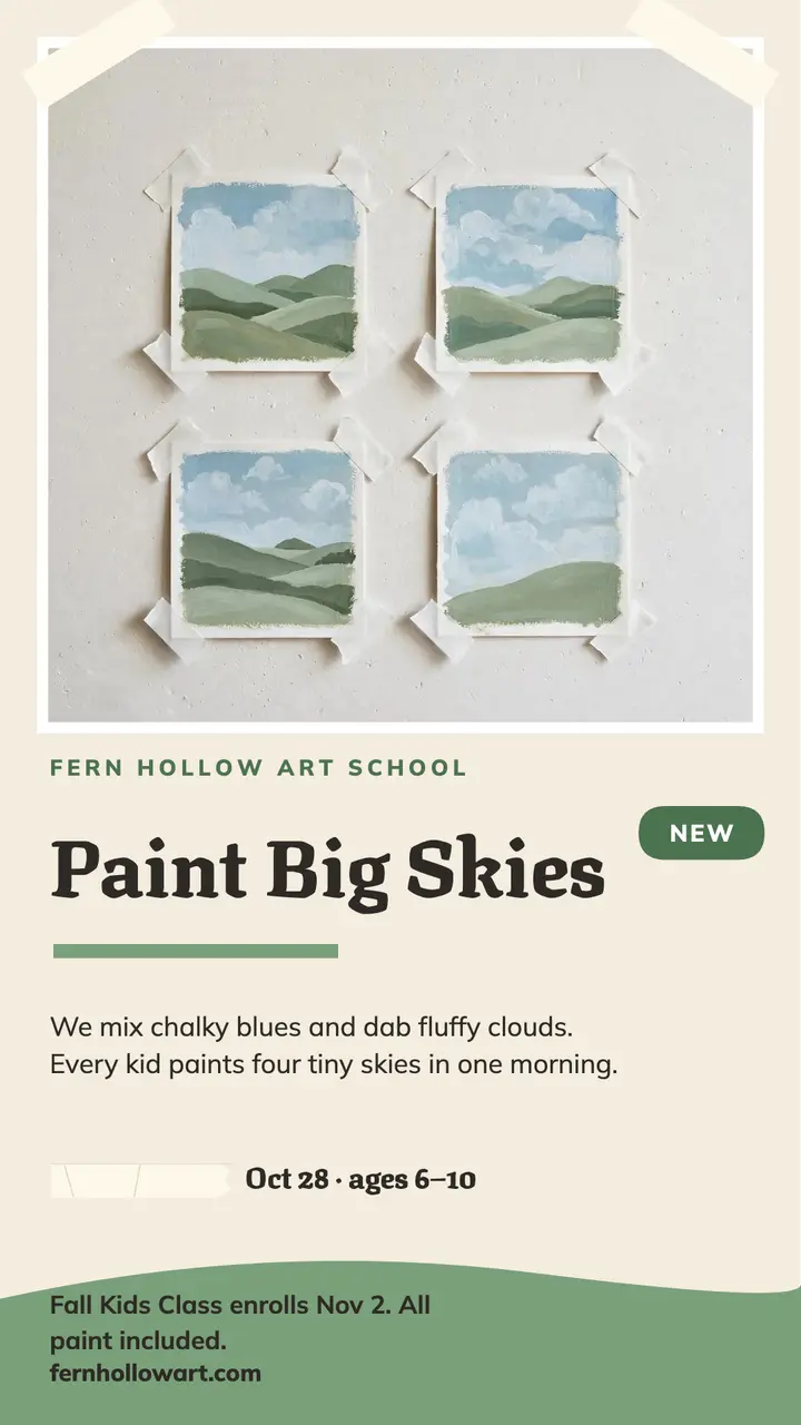 Fern Hollow gouache skies art class story template